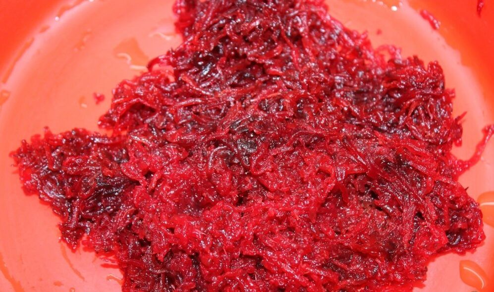 Grated beets from internal parasites